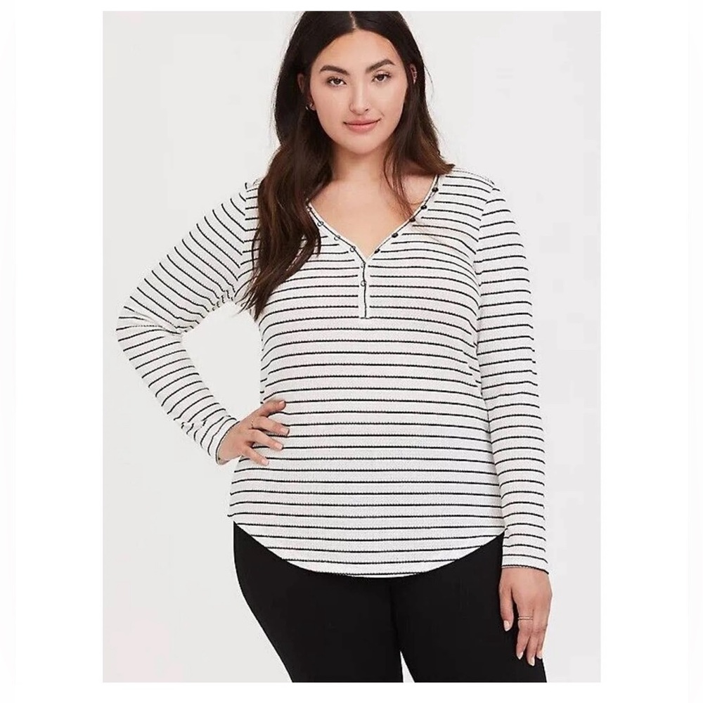 Torrid Waffle Snap Henley Long Sleeve Shirt